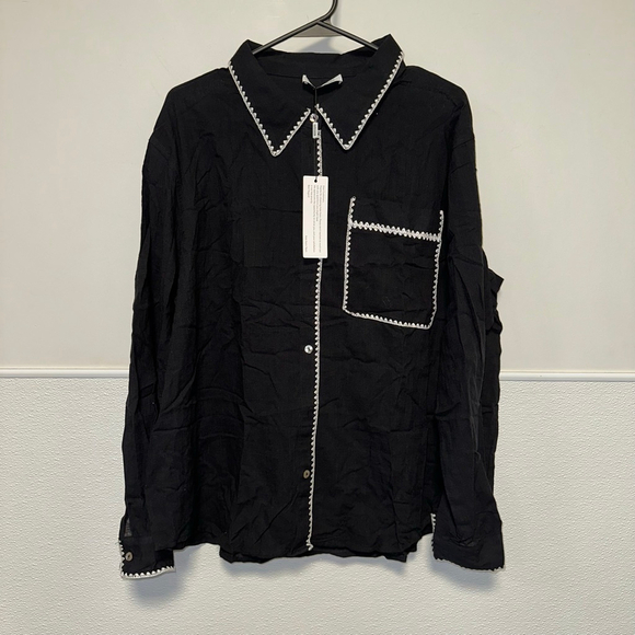 Women's KATE KASIN Blouse Black/White Size 2XL NEW NWT Button Down Plus Size - Picture 11 of 16